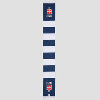 Como 1907 Sciarpa Navy Bande Bianche Logo Crest