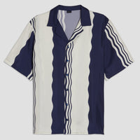 Como Cup Camicia Seta Onde Navy