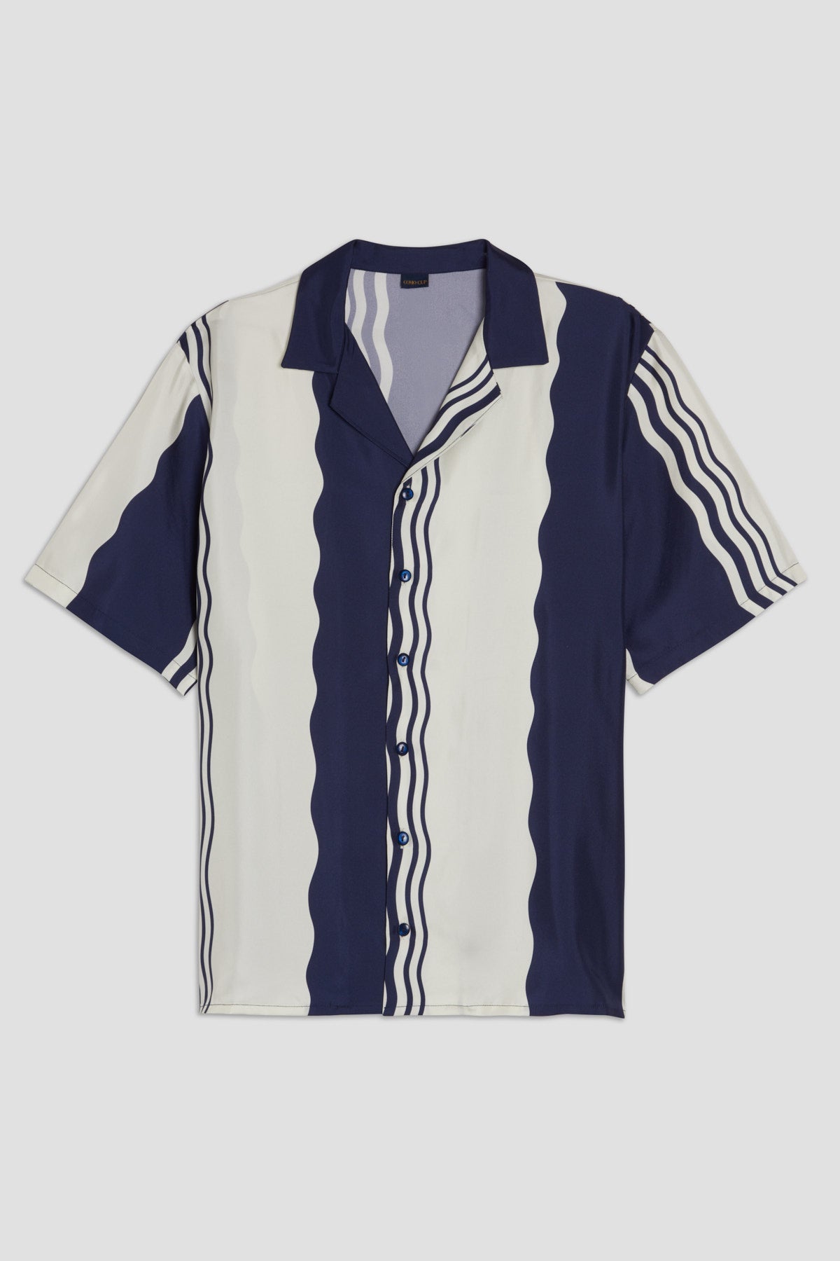 Como Cup Camicia Seta Onde Navy