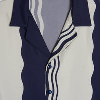 Como Cup Camicia Seta Onde Navy