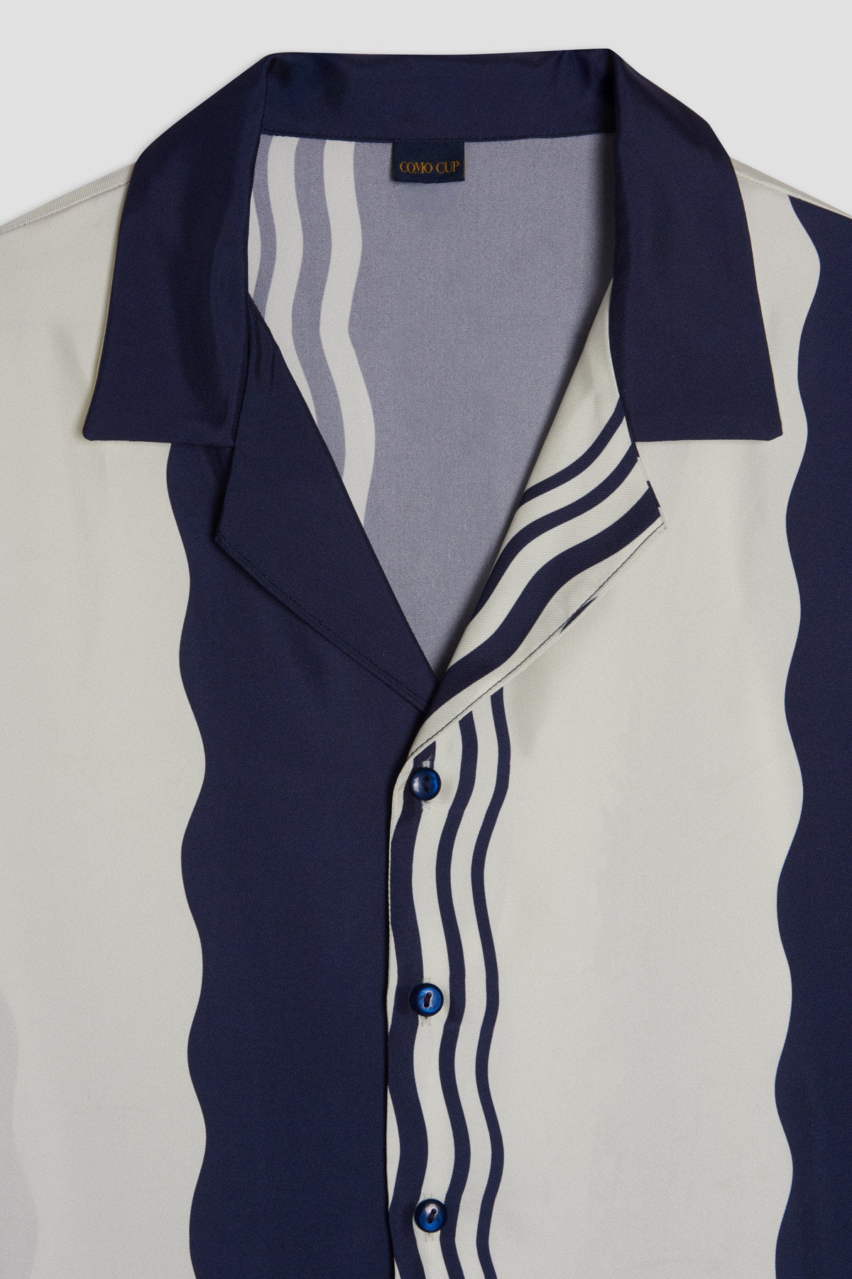 Como Cup Camicia Seta Onde Navy