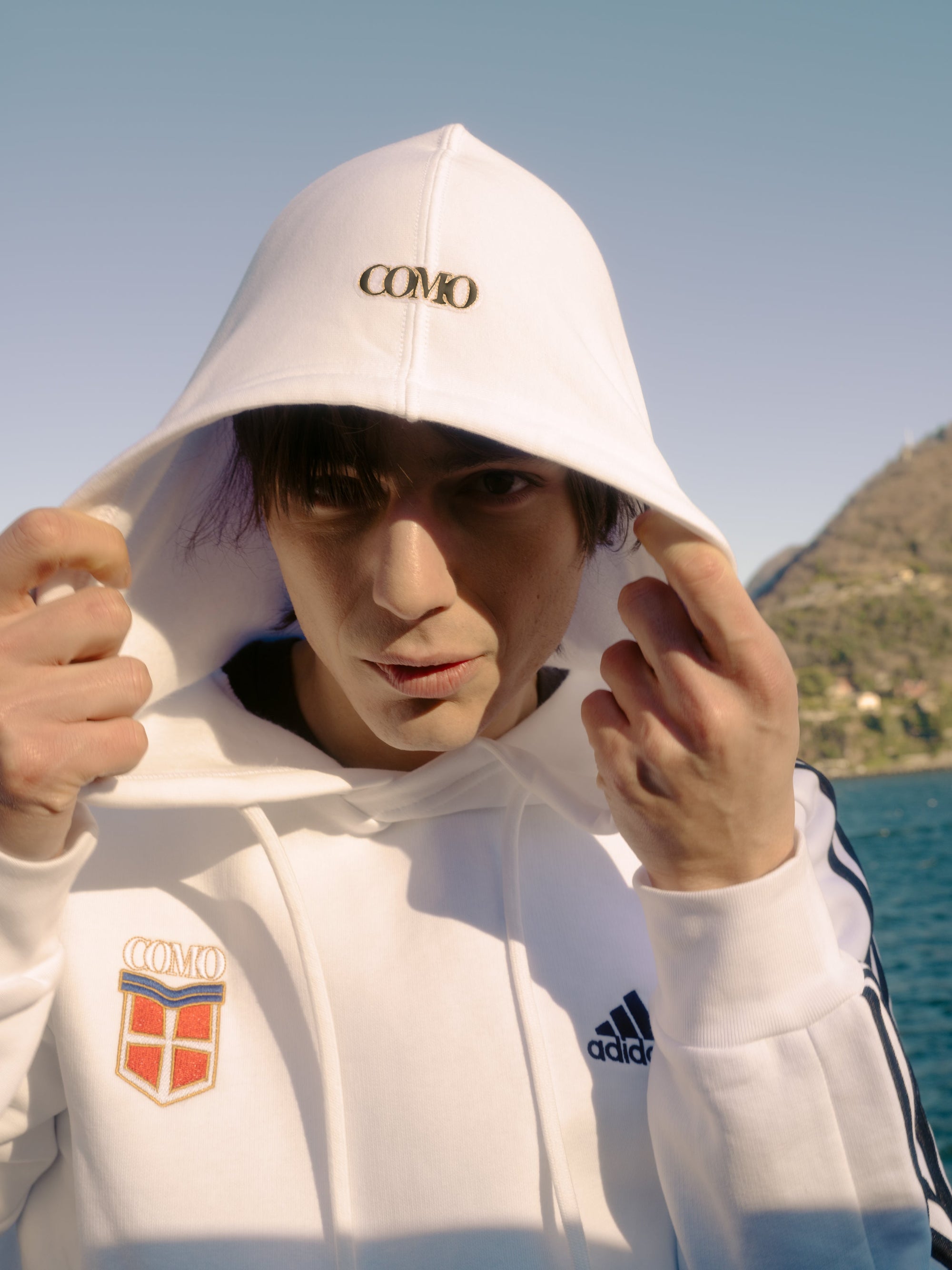 Felpa Bianca Con Cappuccio Crest Adidas X Como 1907