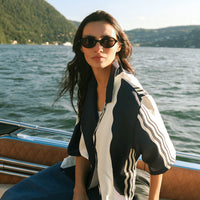 Como Cup Camicia Seta Onde Navy
