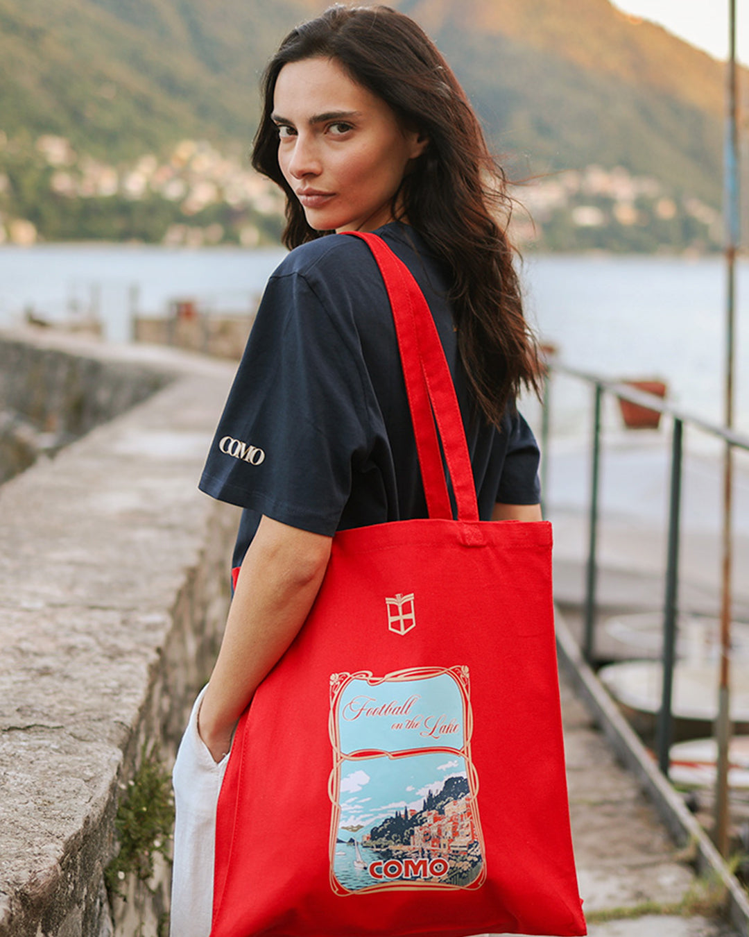 Football on the Lake Tote Bag Rosso