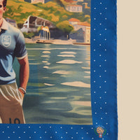 Printed Silk Handkerchief with Soccer Player and Como in Back
