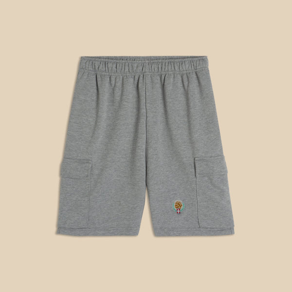 Grey Cotton Training Cargo Shorts